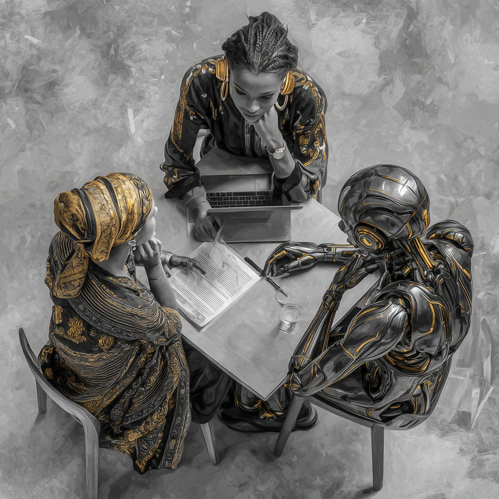 Diverse practitioners training with AI