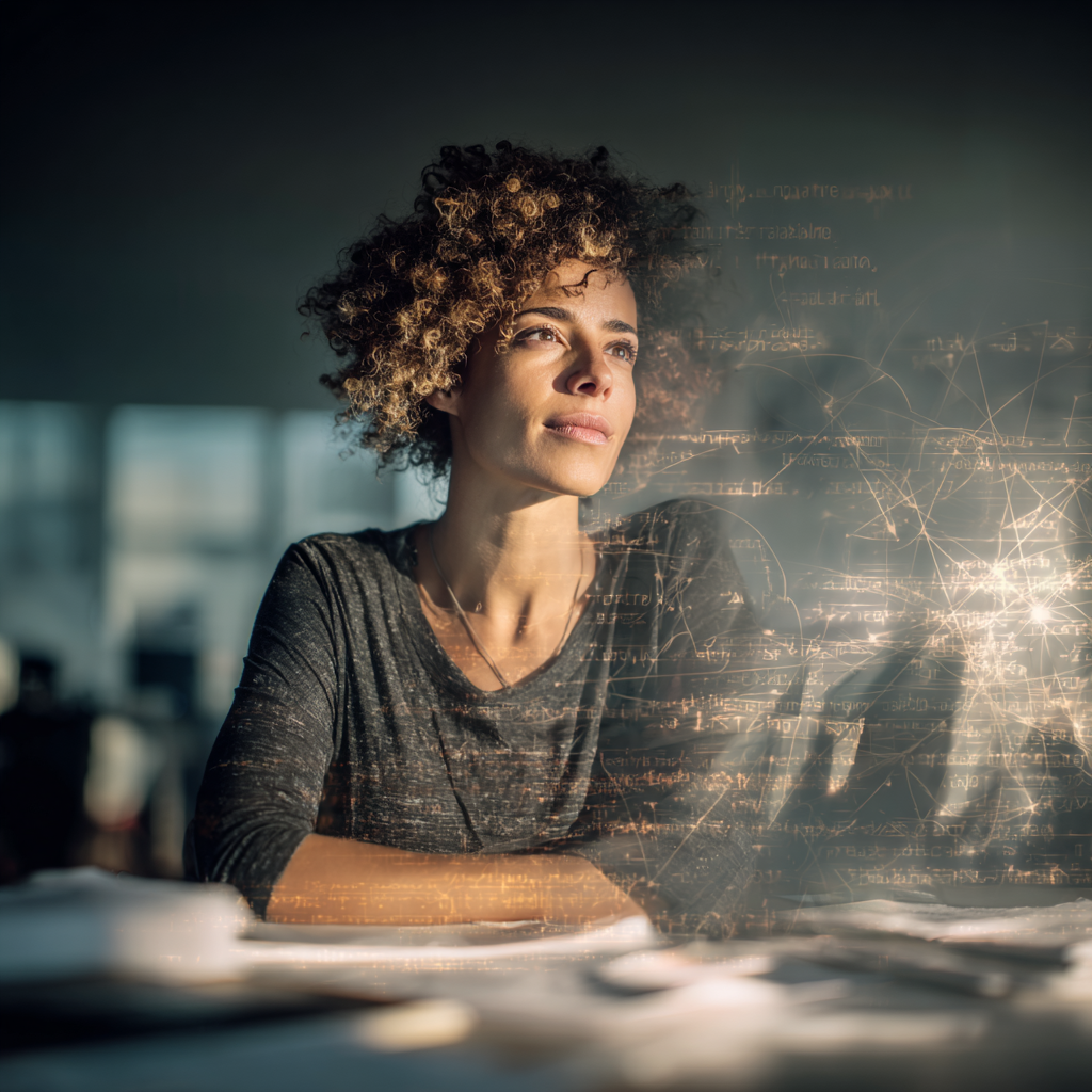 Social care professional reviewing ethical AI data and analytics